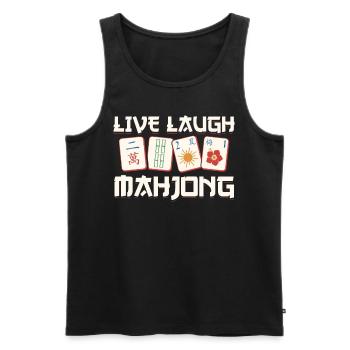 Live Laugh Mahjong T-shirt - Débardeur bio Premium Homme - noir - Devant - Michal (187cm)
