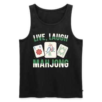 Live Laugh Mahjong T-shirt - Débardeur bio Premium Homme - noir - Devant - Michal (187cm)