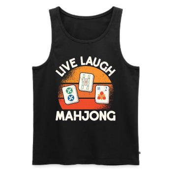 Live Laugh Mahjong T-shirt - Débardeur bio Premium Homme - noir - Devant - Michal (187cm)