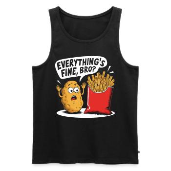 Funny Potato and French Fries Cartoon Shirt - Men's Premium Organic Tank Top - black - Front - AI Model Male 178 light (178cm)