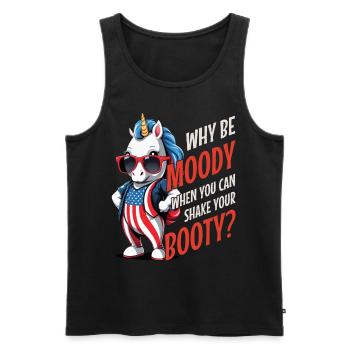 Licorne mignonne des États-Unis Pourquoi être de mauvaise humeur Shake Your Booty - Débardeur bio Premium Homme - noir - Devant - Michal (187cm)