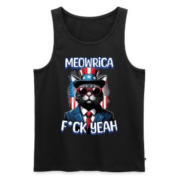 Meowrica Cat 4 De Juillet Chat Heureux Célébrer - Débardeur bio Premium Homme - noir - Devant - Michal (187cm)