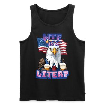 WTF is Liter Eagle with Beer Funny Metric Pun - Men's Premium Organic Tank Top - black - Front - Michal (187cm)