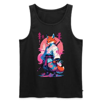 Kitsune Samurai Fox Aesthetic Vaporwave Style - Men's Premium Organic Tank Top - black - Front - Michal (187cm)