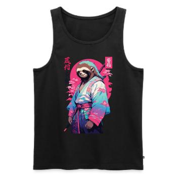 Samurai Sloth Aesthetic Vaporwave Style - Men's Premium Organic Tank Top - black - Front - Michal (187cm)