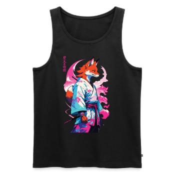 Kitsune Samurai Fuchs Aesthetic Vaporwave Stil - Männer Premium Bio Tank Top - Schwarz - Vorne - AI Model Male 178 light (178cm)