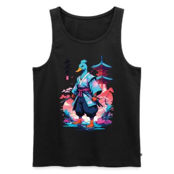 Samurai Duck Aesthetic Vaporwave Style - Men's Premium Organic Tank Top - black - Front - Michal (187cm)