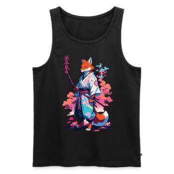 Kitsune Samurai Fuchs Aesthetic Vaporwave Stil - Männer Premium Bio Tank Top - Schwarz - Vorne - AI Model Male 178 light (178cm)