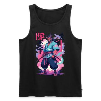 Samurai Oni Yokai Aesthetic Vaporwave Style - Men's Premium Organic Tank Top - black - Front - Michal (187cm)