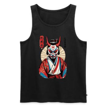 Oni Demon Mask Japanese Samurai Artwork - Men's Premium Organic Tank Top - black - Front - AI Model Male 178 light (178cm)