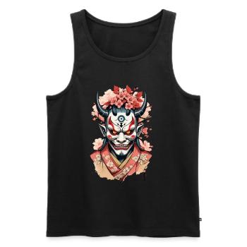 Oni Demon Mask Samurai Aesthetic Yokai - Men's Premium Organic Tank Top - black - Front - AI Model Male 178 light (178cm)