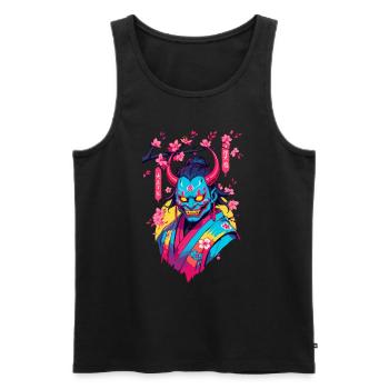 Oni Samouraï Vaporwave Esthétique Japon Culture - Débardeur bio Premium Homme - noir - Devant - Michal (187cm)