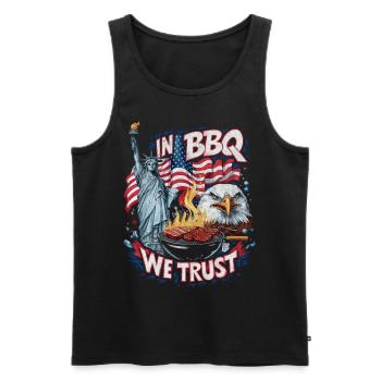 In BBQ We Trust Patriotic Grill Design - Men's Premium Organic Tank Top - black - Front - AI Model Male 178 light (178cm)