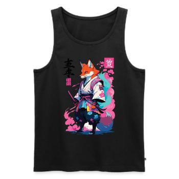 Kitsune Samurai Fuchs Aesthetic Vaporwave Stil - Männer Premium Bio Tank Top - Schwarz - Vorne - AI Model Male 178 light (178cm)