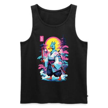 Samurai Ente Aesthetic Vaporwave Stil Japan Kunst - Männer Premium Bio Tank Top - Schwarz - Vorne - Michal (187cm)