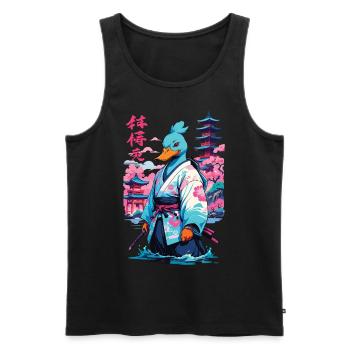 Samurai Duck Aesthetic Vaporwave Style Japanese - Men's Premium Organic Tank Top - black - Front - Michal (187cm)