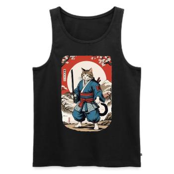 Samurai Cat Vintage Ukiyo E Japanese - Men's Premium Organic Tank Top - black - Front - Michal (187cm)