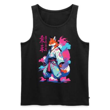 Kitsune Samurai Fuchs Aesthetic Vaporwave Stil - Männer Premium Bio Tank Top - Schwarz - Vorne - AI Model Male 178 light (178cm)