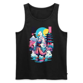 Samurai Duck Aesthetic Vaporwave Style Japanese - Men's Premium Organic Tank Top - black - Front - Michal (187cm)