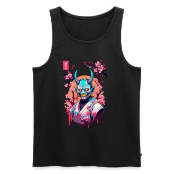 Oni Samouraï Vaporwave Esthétique Japon Culture - Débardeur bio Premium Homme - noir - Devant - Michal (187cm)
