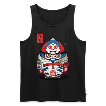 Japanischer Daruma Aesthetic Yokai Streetwear - Männer Premium Bio Tank Top - Schwarz - Vorne - AI Model Male 178 light (178cm)