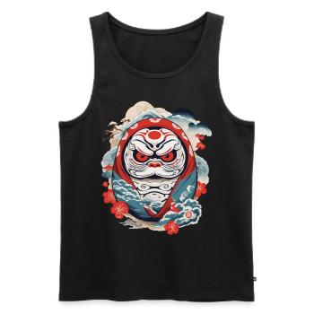 Japanischer Daruma Aesthetic Yokai Vintage - Männer Premium Bio Tank Top - Schwarz - Vorne - AI Model Male 178 light (178cm)