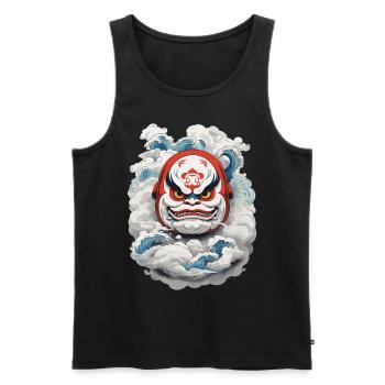 Japanischer Daruma Aesthetic Yokai Vintage - Männer Premium Bio Tank Top - Schwarz - Vorne - AI Model Male 178 light (178cm)