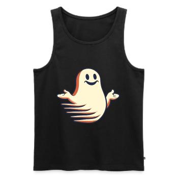Funny Vintage Ghost Knows Nothing Halloween - Men's Premium Organic Tank Top - black - Front - Michal (187cm)