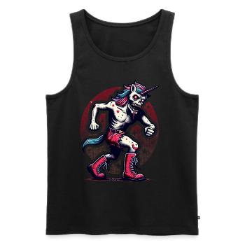 Zombie Licorne Mort-vivant Créature mystique - Débardeur bio Premium Homme - noir - Devant - Michal (187cm)