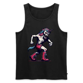 Zombie Licorne Mort-vivant Créature mystique - Débardeur bio Premium Homme - noir - Devant - Michal (187cm)
