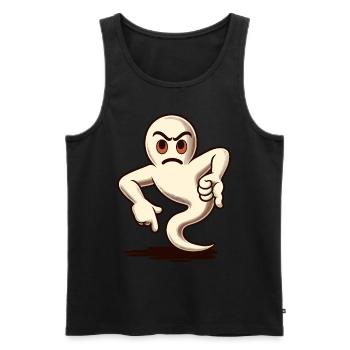 Cool Ghost Gives Thumbs Down Funny Halloween - Men's Premium Organic Tank Top - black - Front - Michal (187cm)