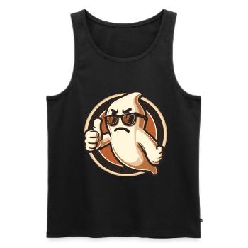 Cool Ghost Gives Proper Respect Halloween Party - Men's Premium Organic Tank Top - black - Front - Michal (187cm)