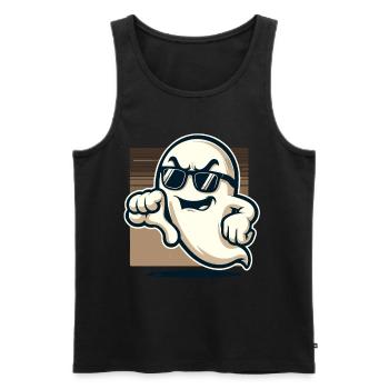 Cool Ghost Gives Thumbs Down Funny Halloween - Men's Premium Organic Tank Top - black - Front - Michal (187cm)