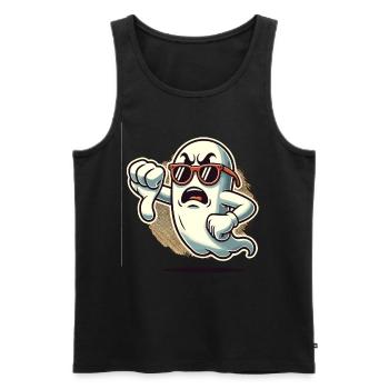 Cool Ghost gives thumbs down Halloween ghost - Men's Premium Organic Tank Top - black - Front - Michal (187cm)