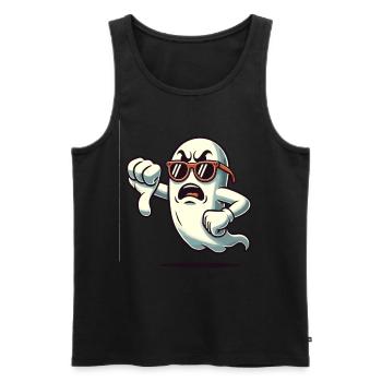 Cool Ghost Gives Thumbs Down Funny Halloween - Men's Premium Organic Tank Top - black - Front - Michal (187cm)