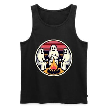 Ghosts at the campfire campsite Lustige - Men's Premium Organic Tank Top - black - Front - Michal (187cm)
