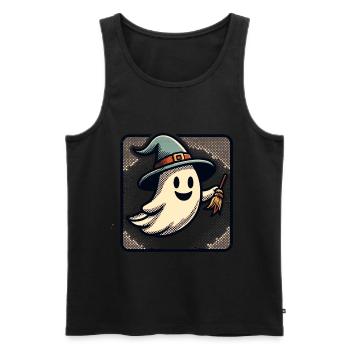 Funny Witch Ghost Witches Broom Halloween Party - Men's Premium Organic Tank Top - black - Front - AI Model Male 178 light (178cm)