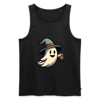 Funny Witch Ghost Witch Broom Halloween Party - Men's Premium Organic Tank Top - black - Front - Michal (187cm)