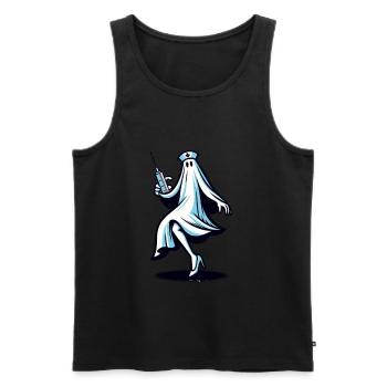 Infirmière drôle Chasse aux fantômes effrayante - Débardeur bio Premium Homme - noir - Devant - Michal (187cm)