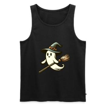 Lustiger Hexengeist Hexenbesen Vintage Kunststil - Männer Premium Bio Tank Top - Schwarz - Vorne - AI Model Male 178 light (178cm)