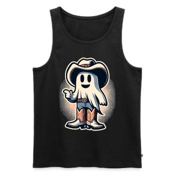 Drôle Cowboy Chasseur de fantômes Halloween Fantôme - Débardeur bio Premium Homme - noir - Devant - Michal (187cm)