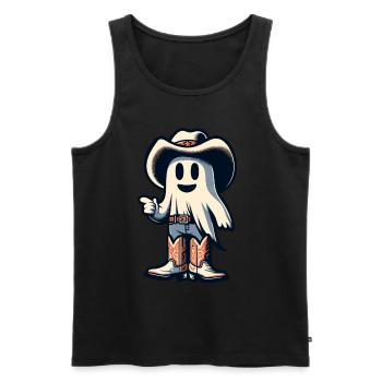 Lustiger Cowboy Geisterjäger Hut Boots Halloween - Männer Premium Bio Tank Top - Schwarz - Vorne - AI Model Male 178 light (178cm)