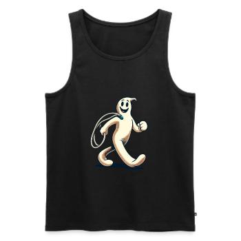 Funny Vintage Ghost Retro Art Style - Men's Premium Organic Tank Top - black - Front - AI Model Male 178 light (178cm)