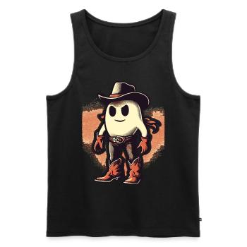 Funny Cowboy Ghost Hat Boots Creepy - Men's Premium Organic Tank Top - black - Front - AI Model Male 178 light (178cm)