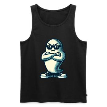 Cool fantôme Vintage Style artistique Drôle Halloween - Débardeur bio Premium Homme - noir - Devant - AI Model Male 178 light (178cm)