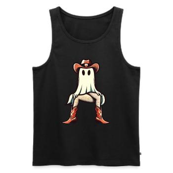 Funny Ghost Cowboy girl Boots Cowboy Hat - Men's Premium Organic Tank Top - black - Front - AI Model Male 178 light (178cm)