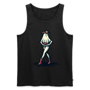 Funny Halloween Girl Ghost Boots Cowboy Hat - Men's Premium Organic Tank Top - black - Front - AI Model Male 178 light (178cm)