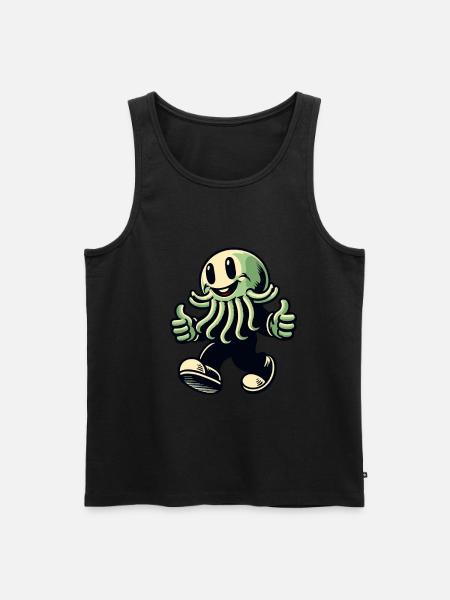 Funny Happy Cthulhu Funny Cthulhu - Men's Premium Organic Tank Top - black
