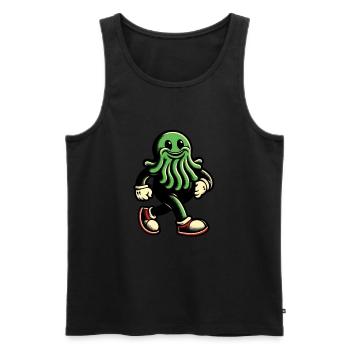 Happy Cthulhu Mascot Funny Monster - Men's Premium Organic Tank Top - black - Front - Michal (187cm)