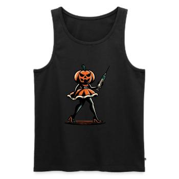 Funny pumpkin nurse geriatric nurse - Men's Premium Organic Tank Top - black - Front - AI Model Male 178 light (178cm)